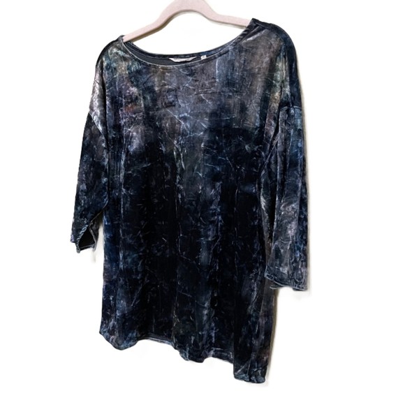 Soft Surroundings Velvet Abstract Watercolor 3/4 Pullover Top Womens Medium Boho - Picture 2 of 7